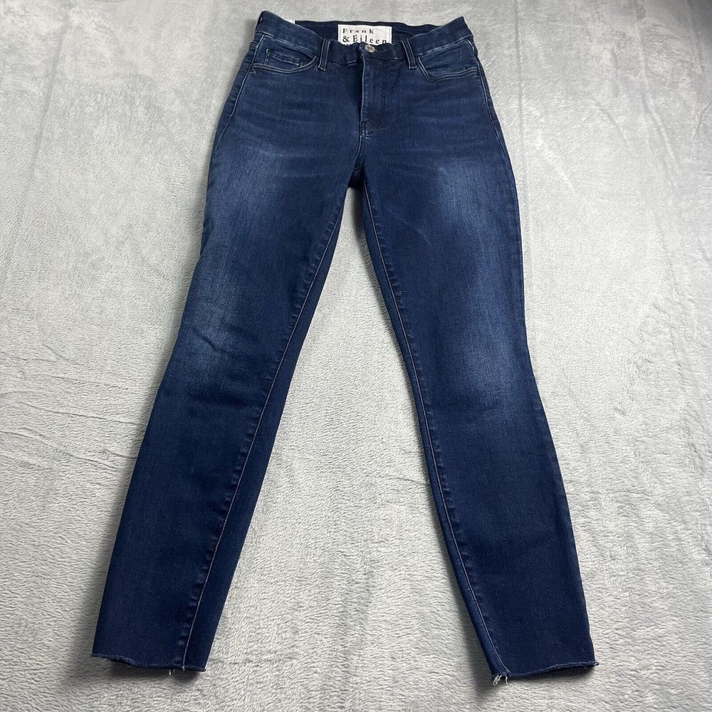Frank & Eileen Sligo Jeans Women's 25 Blue Denim Stretch Raw Hem Skinny Mid Rise